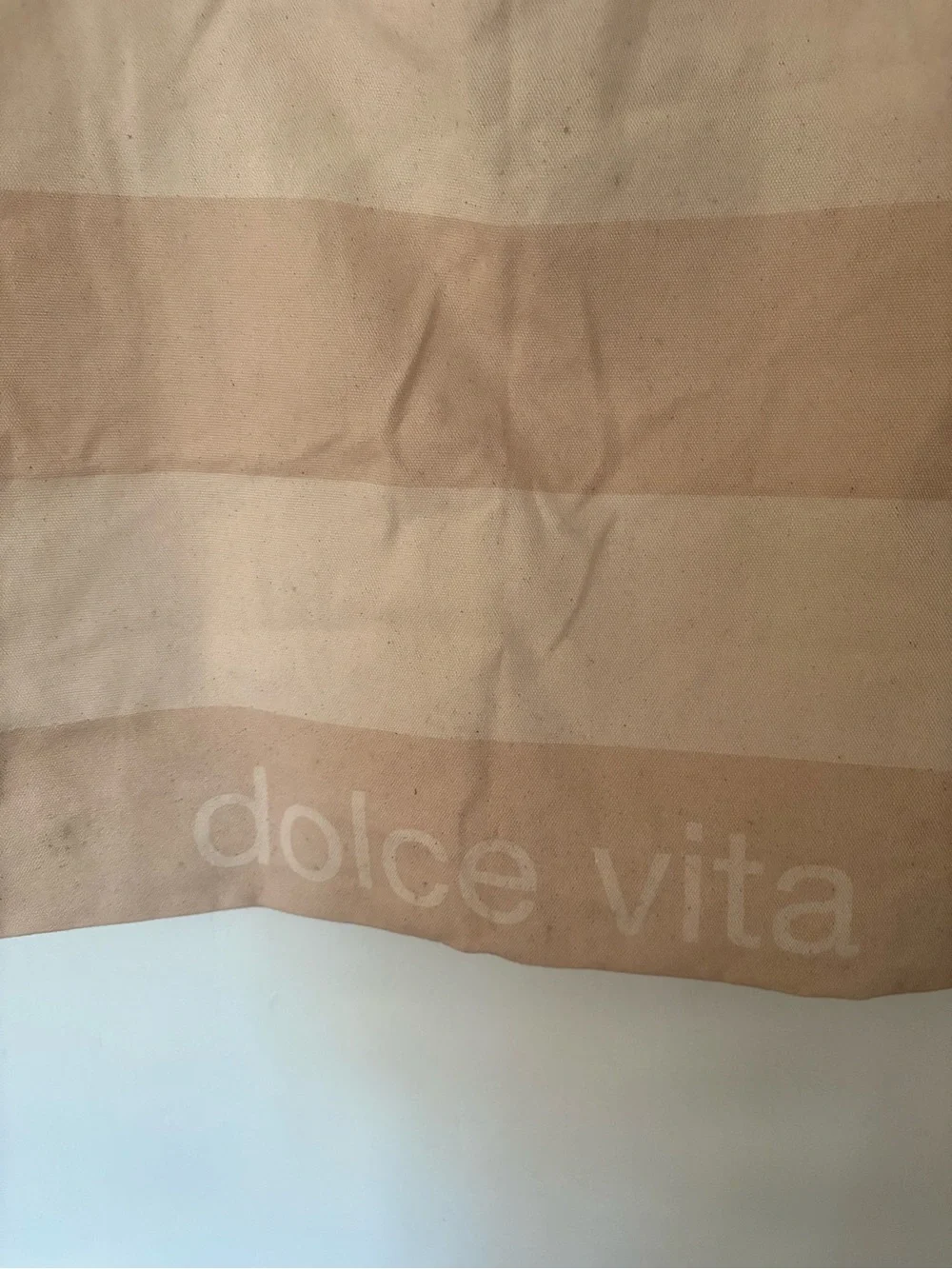 Dolce Vita Beige Stripe Canvas Tote Bag